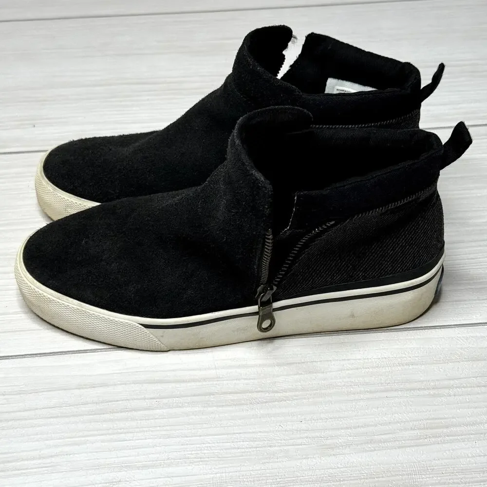 Keds Black Suede &‎ Twill Zip Up Ankle Platform Sneakers Casual Shoes Sneakers 7